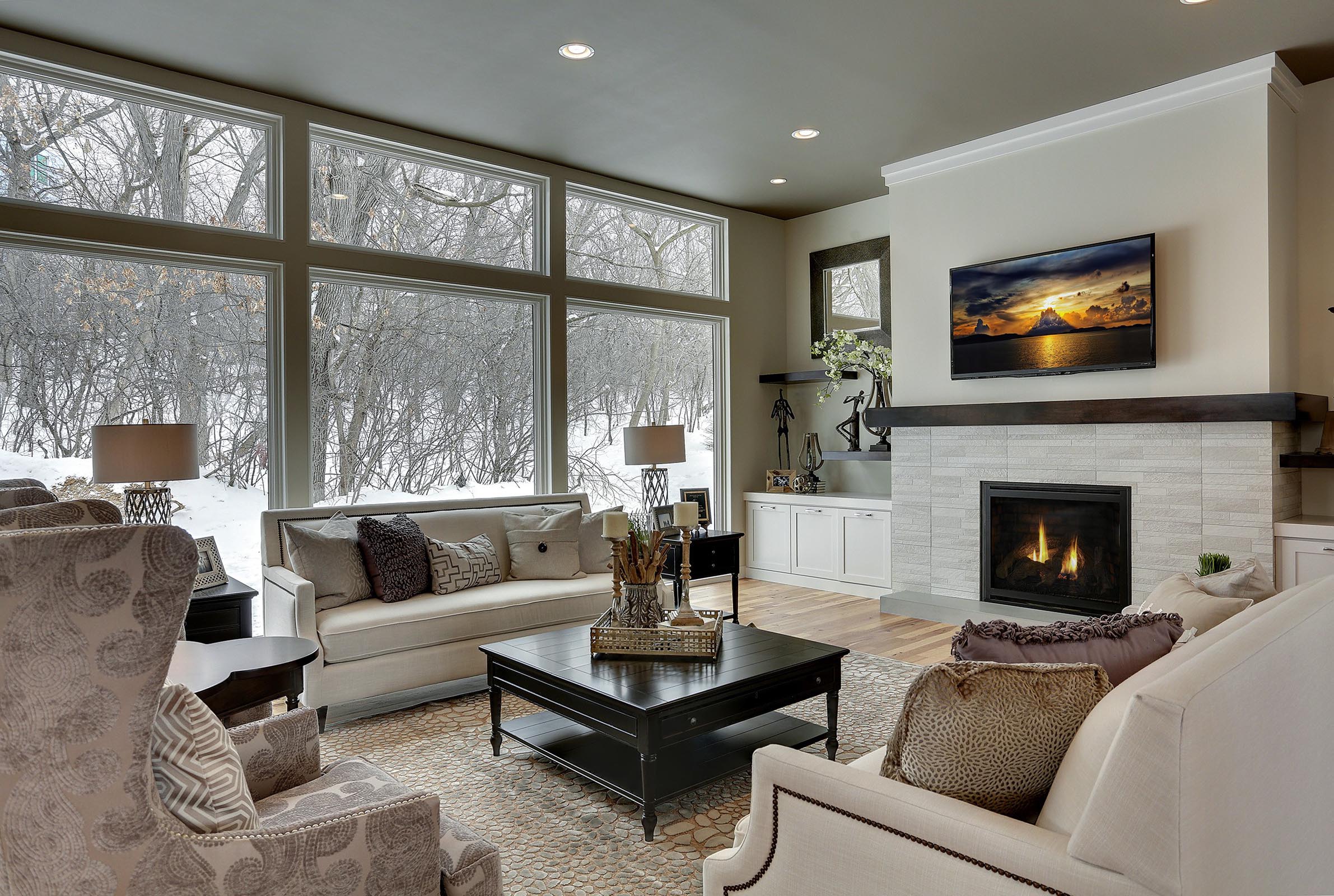 Contemporary Living Room with Beautiful Staging